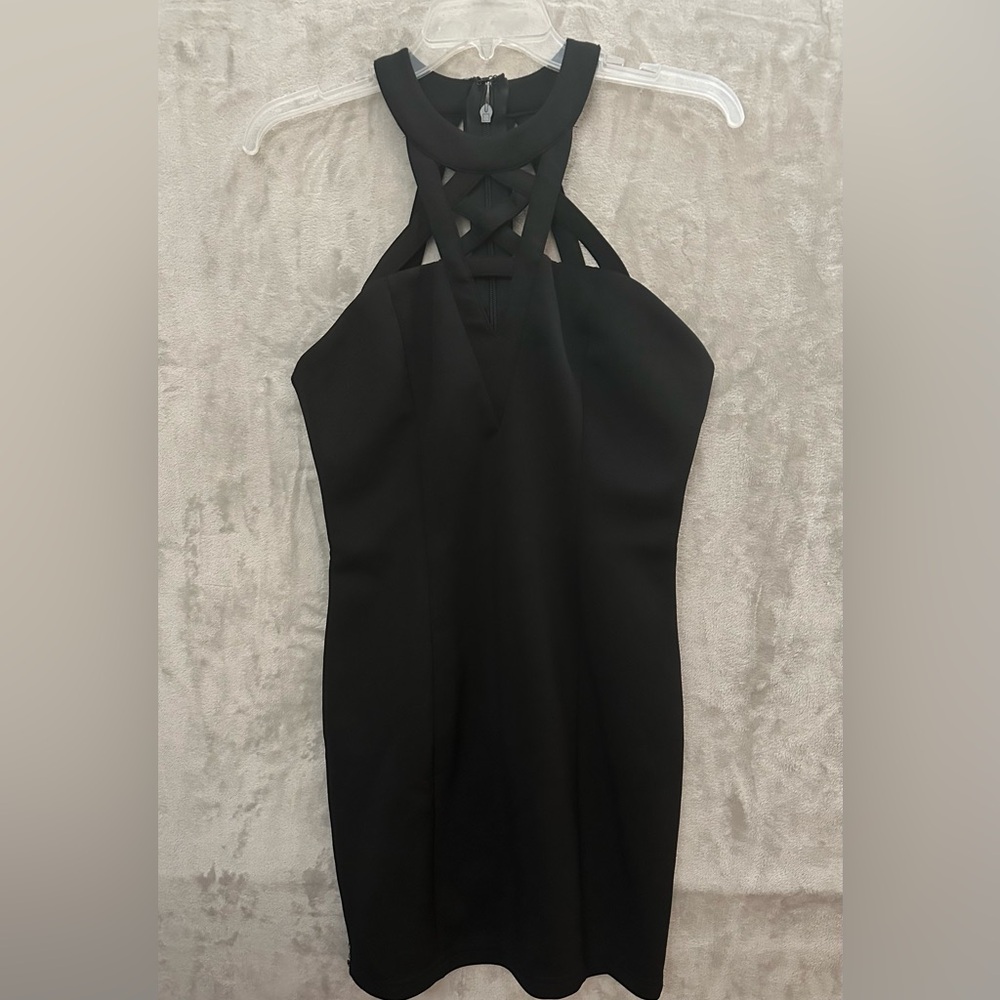 Forever 21 Black Halter Sheath Dress Size Large